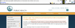 Clark County Public Health posted inaccurate 2018 rates for MMR as recently as April 2020. 78 percent is from a bad system the IIS.